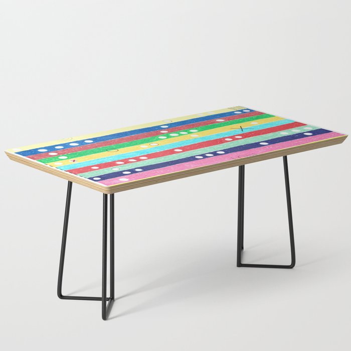 Abstract geometric colorful grid colored pencil whimsical original drawing of mysterious stripes. Coffee Table