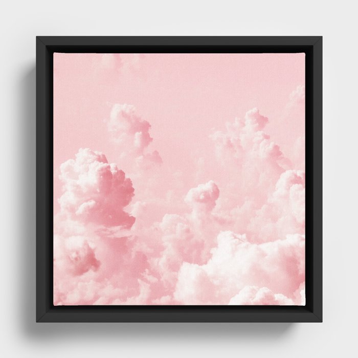 Light pink clouds aesthetic Framed Canvas