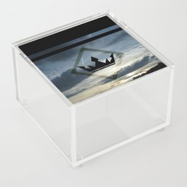 Black Line Clouds 1 Acrylic Box