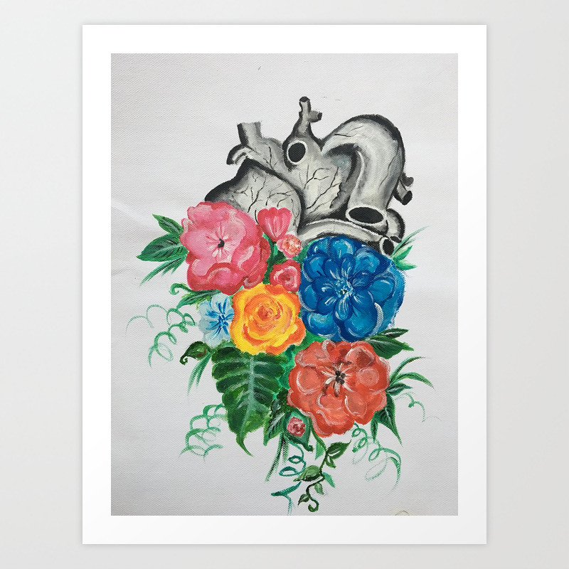 Floral Anatomy Heart Art Print By Byroxana Society6