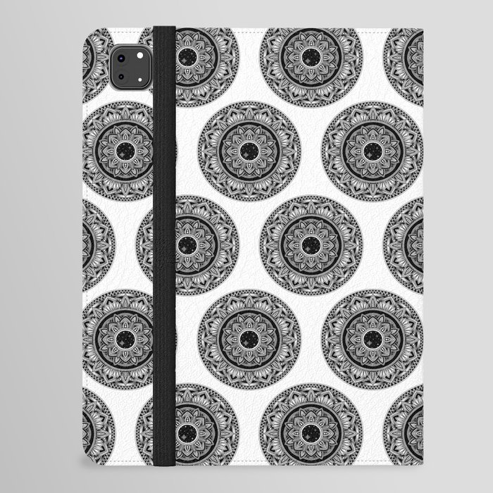 Black and white lotus mandala art iPad Folio Case