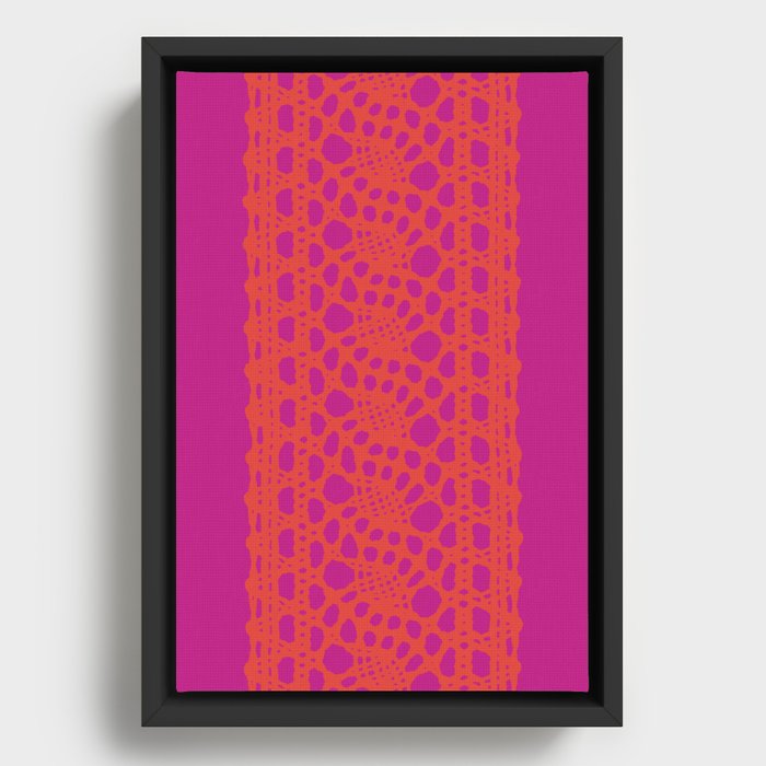 Lace in orange and pink Framed Canvas