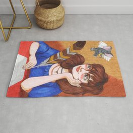 Inspiration Rug | People, Drawing, Funny, Ink Pen, Portrait, Brown, Muse, Illustration, Musician, Songwriting 