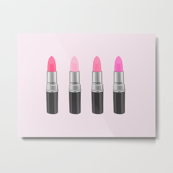 Favorite Pink Lipsticks, girly, lipstick, make up, cosmetics, illustration Metal Print