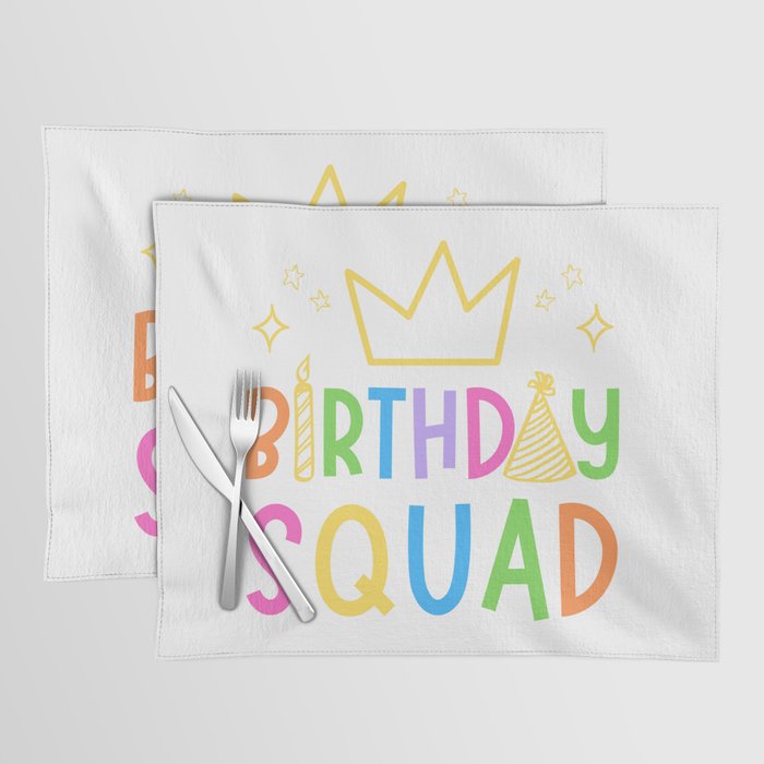 Colorful Birthday Squad Cute Doodle Bday Crew Placemat