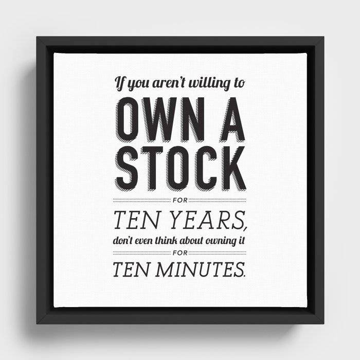 Buffett | Own a Stock | Typography | White Framed Canvas