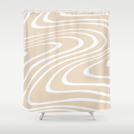 Abstract Earthy Boho Beige White Shower Curtain