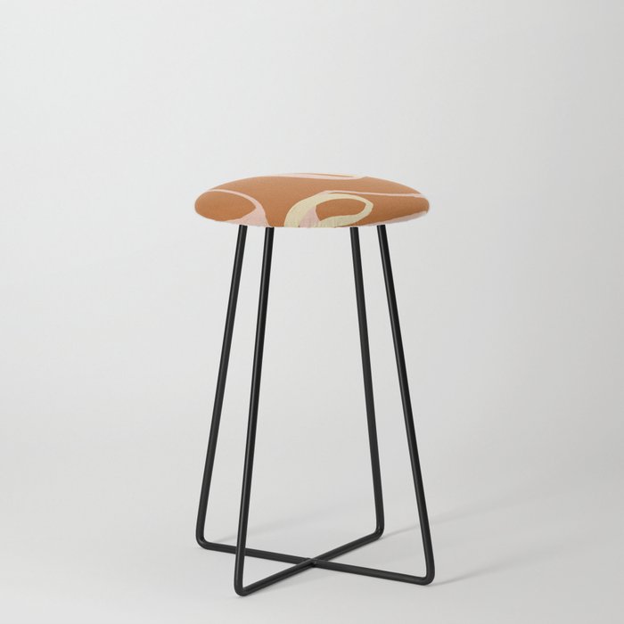 Retro Gold Waves Counter Stool