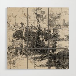 PHOENIX USA - black and white city map Wood Wall Art