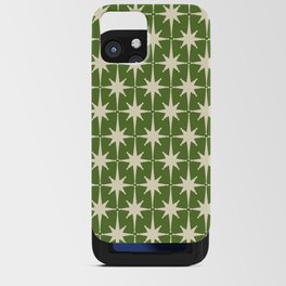 Atomic Age Starbursts - Midcentury Modern Pattern in Cream and Retro Green iPhone Card Case