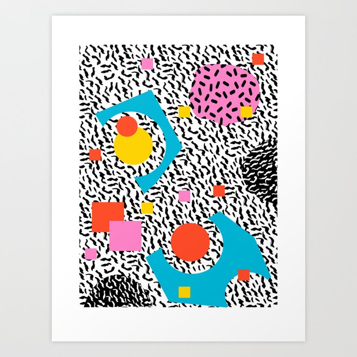 Get Real - memphis abstract pattern retro 80s design minimalist gifts colorful 1980's trend Art Print