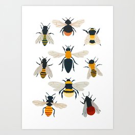 British Bees Art Print