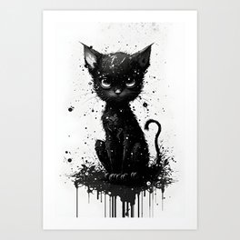 Cute Goth Black Cat  Art Print