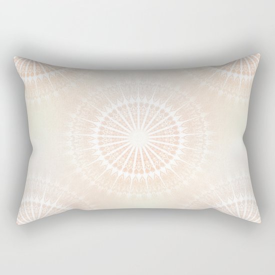 Beige Gold Glittering Mandala Rectangular Pillow