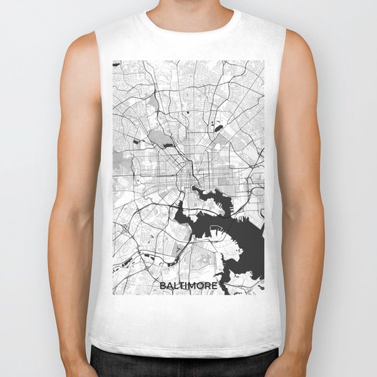 Baltimore Map Gray Biker Tank