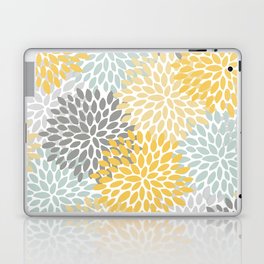 Floral Pattern, Yellow, Pale, Aqua and Gray Laptop Skin