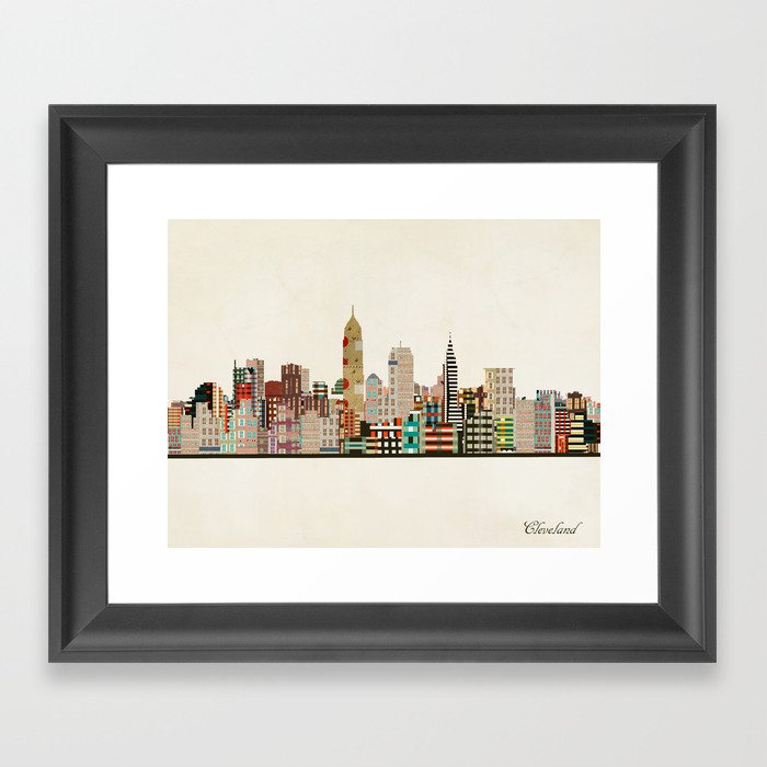 cleveland ohio skyline Framed Art Print