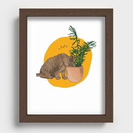 Cat Plops (in a plant, feat Beanie) Recessed Framed Print