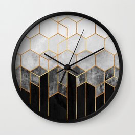 Charcoal Hexagons Wall Clock