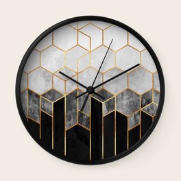 Charcoal Hexagons Wall Clock