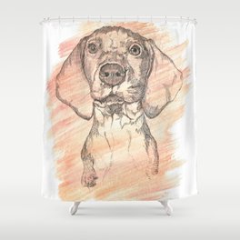 Vizsla Puppy Watercolor Painting Shower Curtain