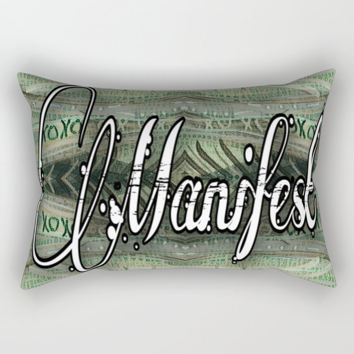 Manifest Green Money Design Rectangular Pillow