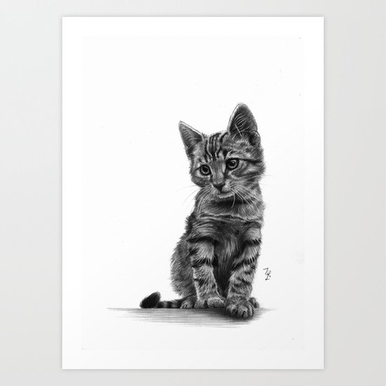 Kitty - PENCIL DRAWING Art Print