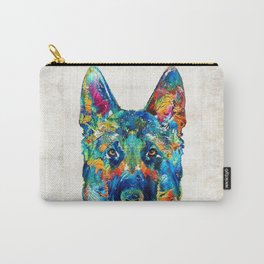 Colorful German Shepherd Dog Art By Sharon Cummings Carry-All Pouch | Canine, Servicedog, Puppy, Rainbow, Painting, Shepherds, Doggie, Policedog, Animal, German 