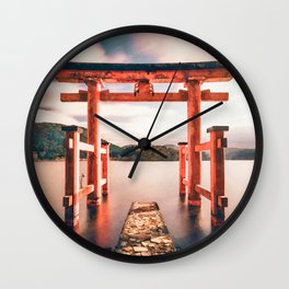 Hakone, onsen, Japan watercolor painting  Wall Clock