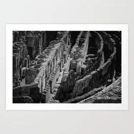 The lower level of the Colosseum | Rome, Italy | Black & White | Travel & Street Photography | Photo Print | Art Print Art Print