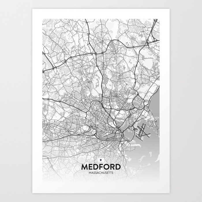 Medford, Massachusetts, United States - Light City Map Art Print