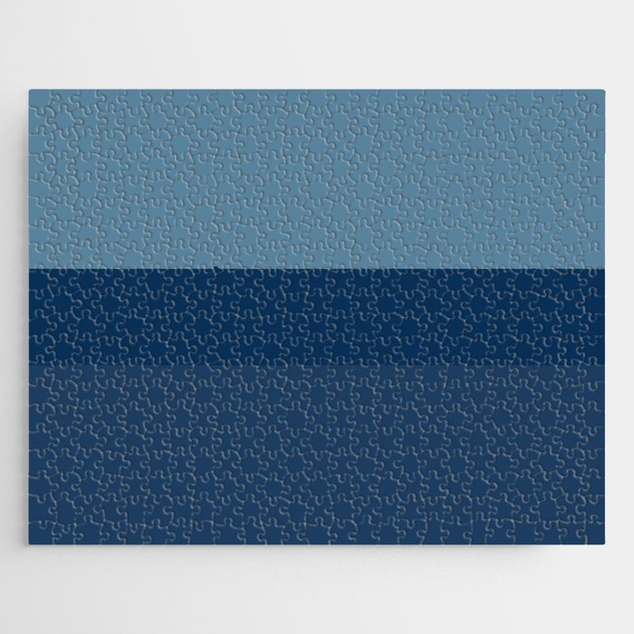 Blue Indigo Shades Horizontal Stripes Pattern Jigsaw Puzzle