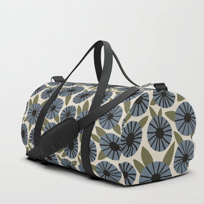 Floral Pattern / Slate Blue & Green Duffle Bag