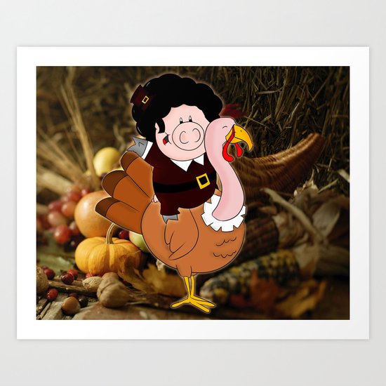 Thanksgiving turkeys Art Print
