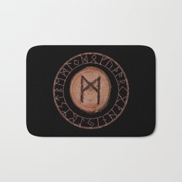 Mannaz - Wooden Celtic Rune of self, individuals, universe, family, loved ones, friends, devoted Bath Mat | Witchcraft, Heaten, Odin, Norse, Vikings, Celtic, Shaman, Futhark, Shamanic, Nordic 