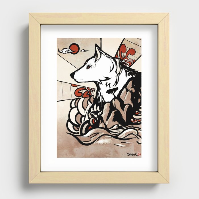 Wolf Ukiyo-e Recessed Framed Print
