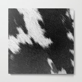 Black and White Cow Fur Detail (Digitally Created) Metal Print