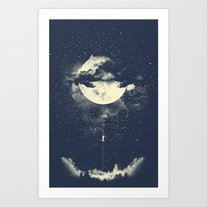 Moon Climbing Art Print By Torteelas Society6