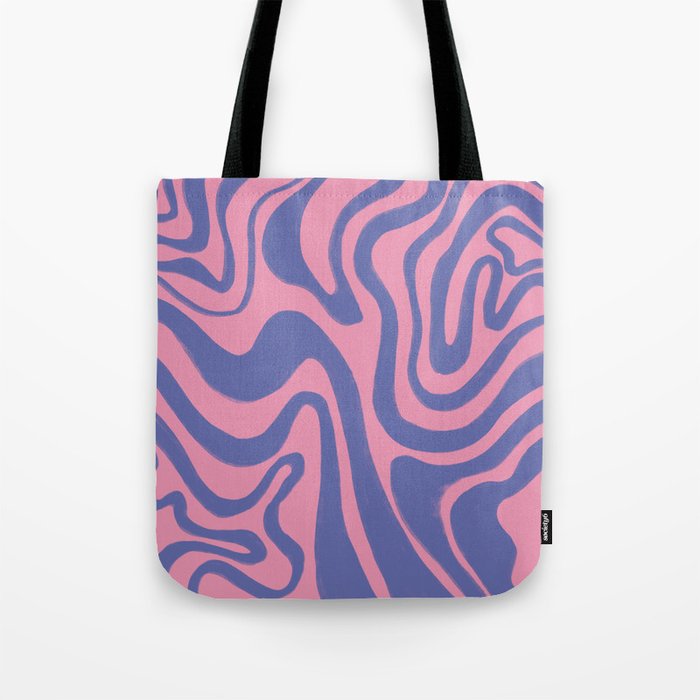 Retro Pastel Liquid Swirl in Very Peri over Pink Tote Bag