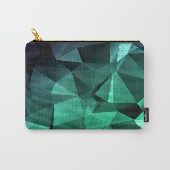 Polygonal geometric triangles pattern . Green , purple and turquoise Carry-All Pouch
