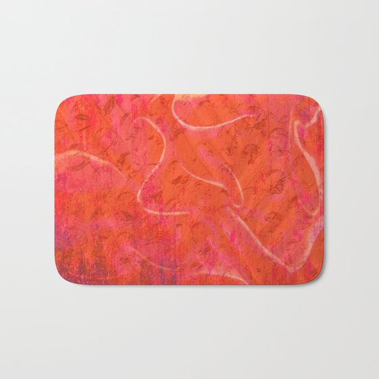 Flaming Rose, Floral Abstract Art Bath Mat
