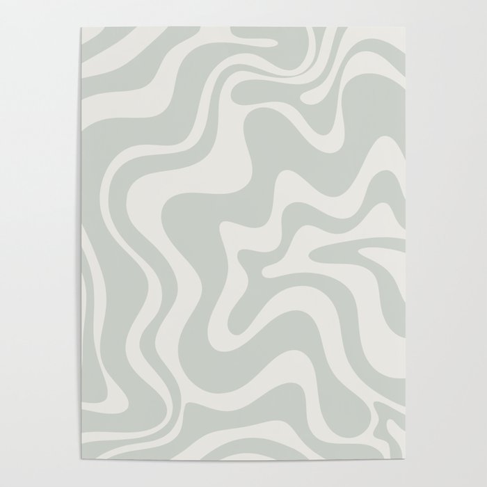 Liquid Swirl Modern Abstract Pattern in Pale Stone and Light Silver Sage Gray Poster