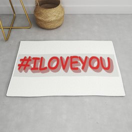 Cute Expression Design "#ILOVEYOU". Buy Now Area & Throw Rug