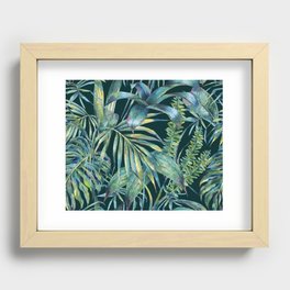 Watercolor green tropical leaves Recessed Framed Print