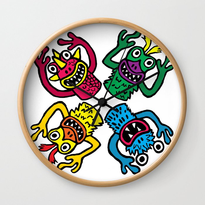 Retro Toy Finger Monsters Wall Clock