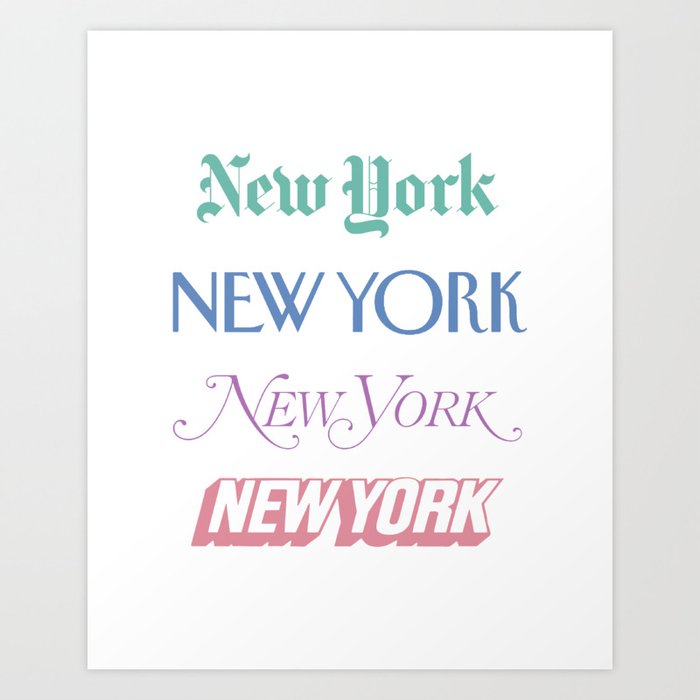 New York Publishers Fonts Art Print