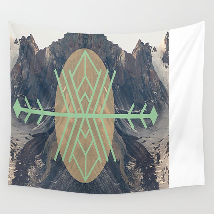 Mountains With Green Wall Tapestry