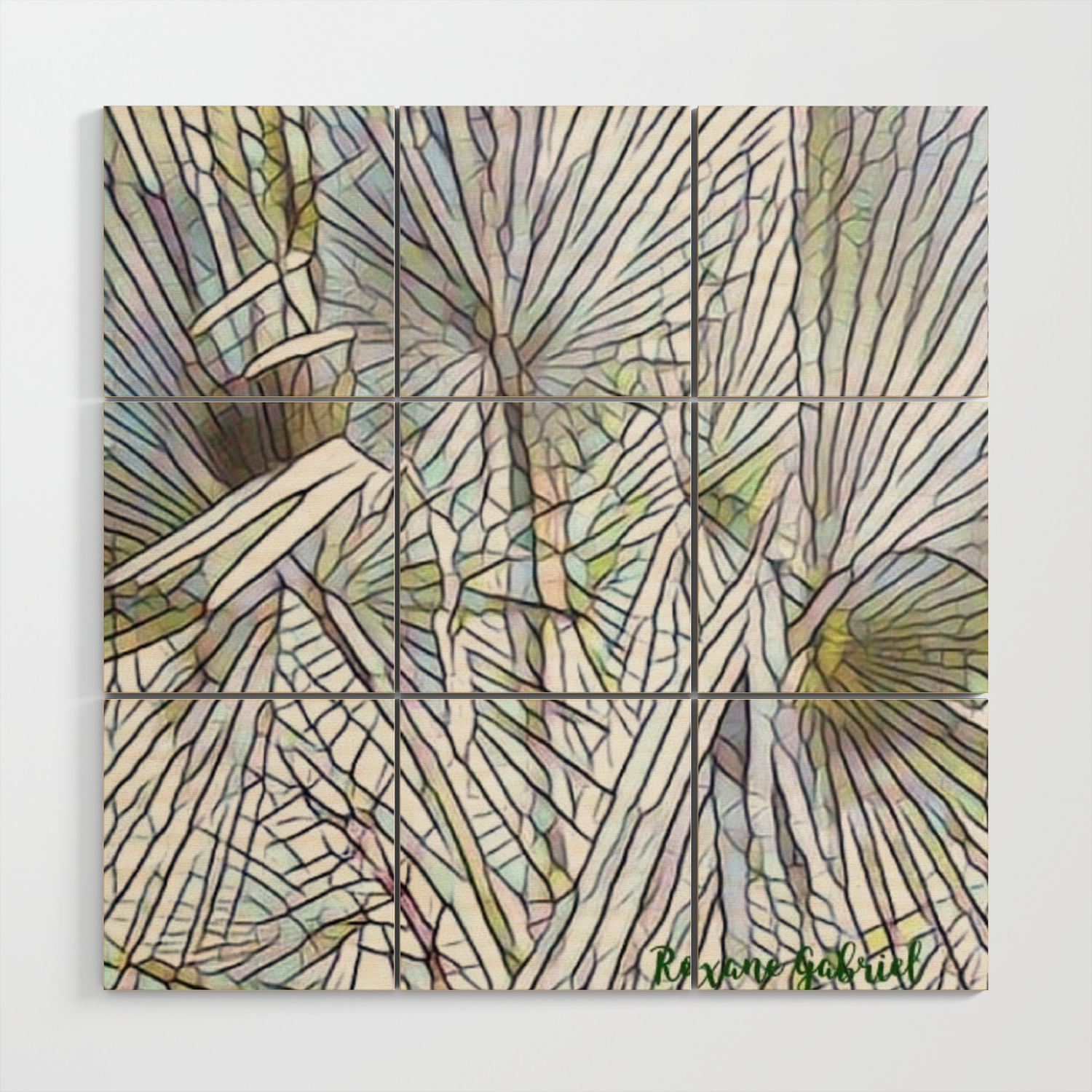 Abstract Palm Palm Tree Design White Colorful Palm Wood Wall