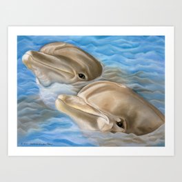 Dolphins in Pastel Art Print