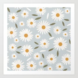 Blue daisies pattern Art Print